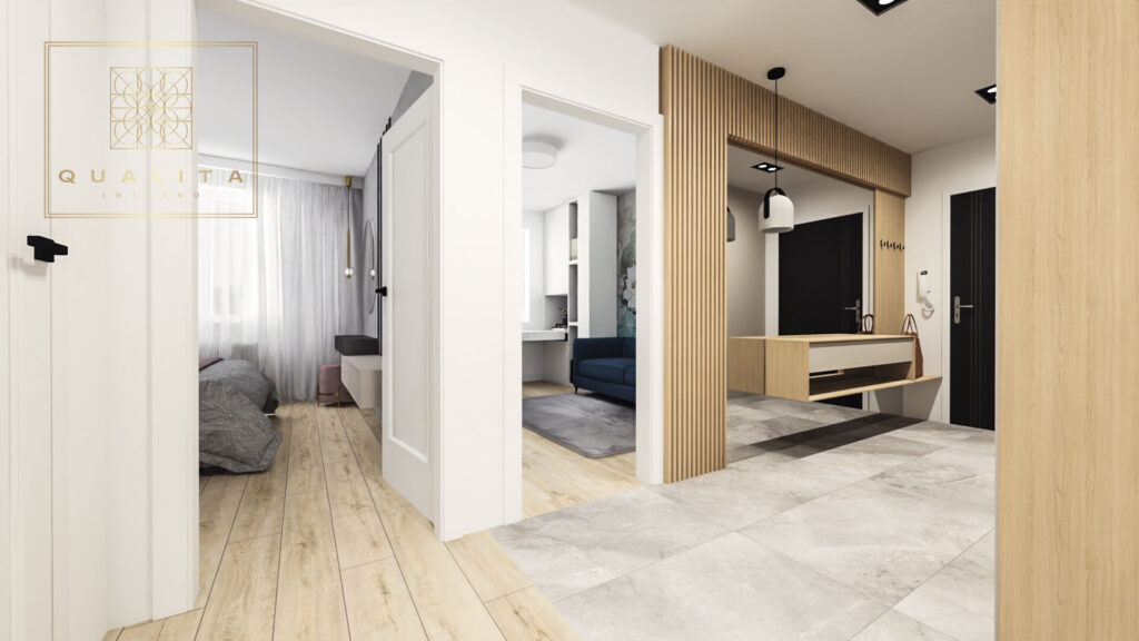 Qualita_Interno_nowoczesne_projekty_wnętrz_online_korytarz_w_małym mieszkaniu