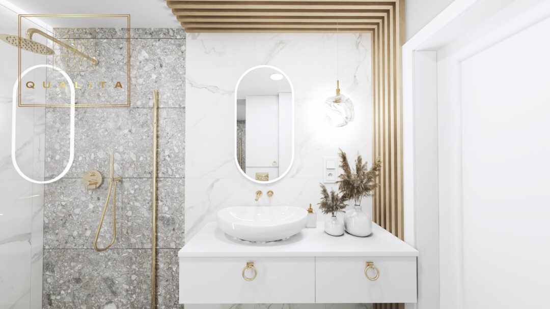 Qualita Interno projekty łazienki z zabudowanym piecem gazowym
