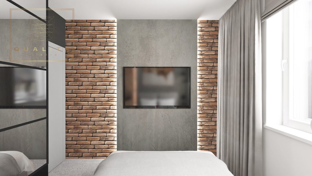 Qualita Interno Projekty aranżacje inspiracje sypialni w stylu loftowym